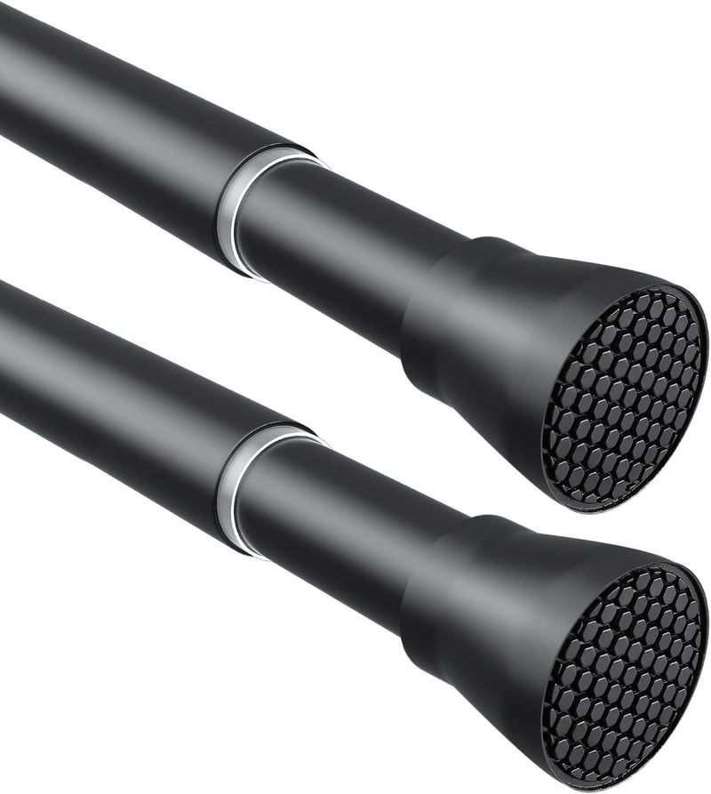 ZipGlo Tension Curtain Rod Black Tension Rod 2pcs Spring Curtain Rod Non Slip Tension Rods For Windows 28 to 48 Inch No Drilling Adjustable Tension Rods of Curtain Window Closet Kitchen Wardrobe - Image 1